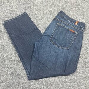 7 For All Mankind Dark Blue Straight Leg Jeans